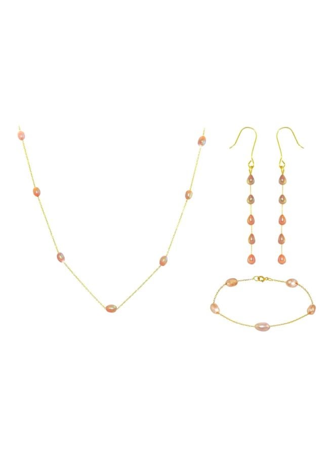 Vera Perla - 4-Piece 10 Karat Gold Pearls Jewellery Set - Image 1