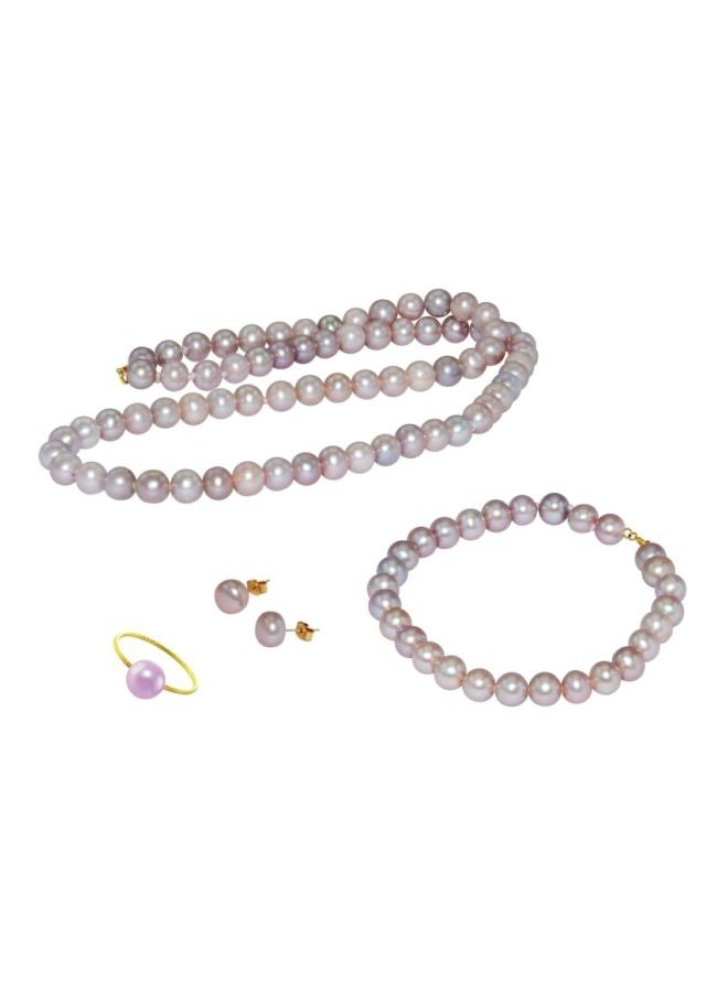 Vera Perla - 5-Piece 18 Karat Gold Pearl Strand Jewellery Set - Image 1