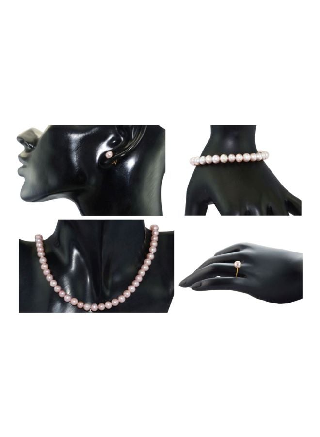 Vera Perla - 5-Piece 18 Karat Gold Pearl Strand Jewellery Set - Image 1