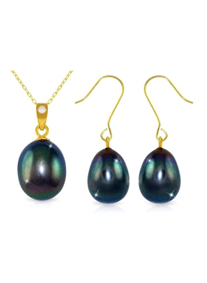 Vera Perla - 3-Piece 10 Karat Gold Pearl Jewellery Set - Image 1