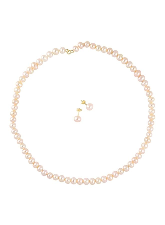Vera Perla - 3-Piece 18 Karat Gold Pearl Classic Strung Jewellery Set - Image 1