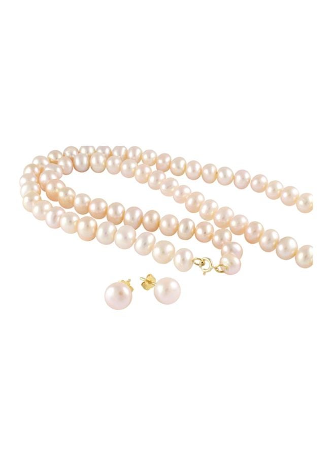 Vera Perla - 3-Piece 18 Karat Gold Pearl Classic Strung Jewellery Set - Image 1