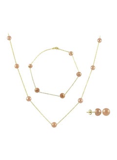 4-Piece 18 Karat Gold Pearl Jewellery Set