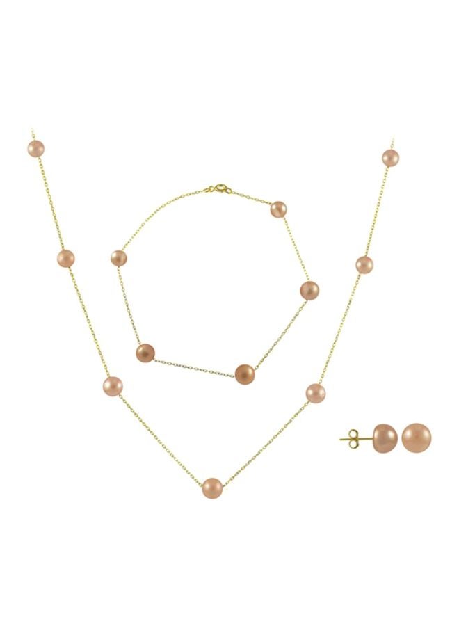 Vera Perla - 4-Piece 18 Karat Gold Pearl Jewellery Set - Image 1