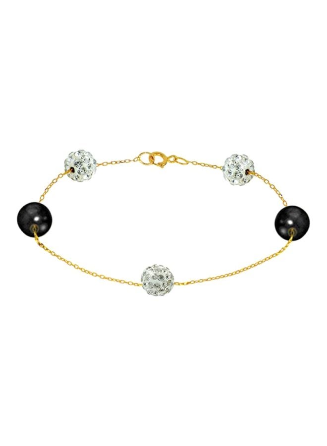 18 Karat Gold Built-In Crystal Ball And Pearl Bracelet - v1603697858/N13122649A_1