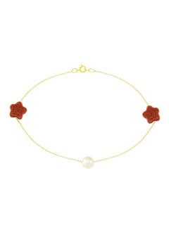 10K Gold Star Sunstone And Pearl Bracelet