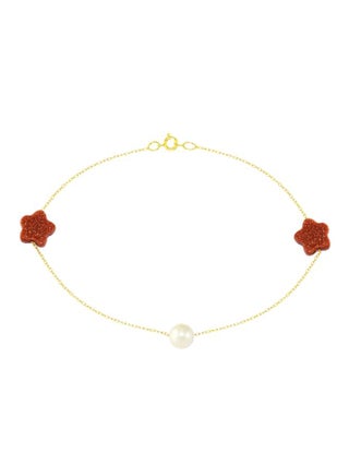 10K Gold Star Sunstone And Pearl Bracelet - v1603697865/N12710464A_1