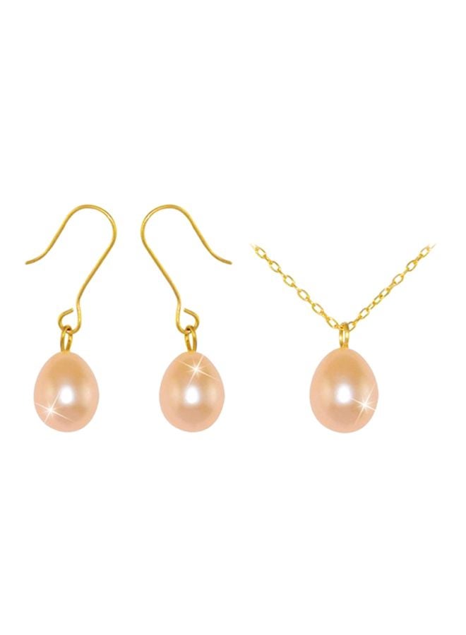 3-Piece 10 Karat Gold Pearl Jewellery Set