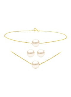 4-Piece 18 Karat Gold Pearl Jewellery Set