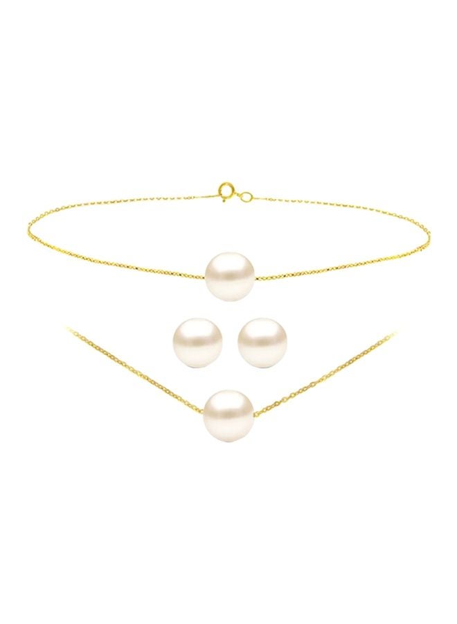 Vera Perla - 4-Piece 18 Karat Gold Pearl Jewellery Set - Image 1