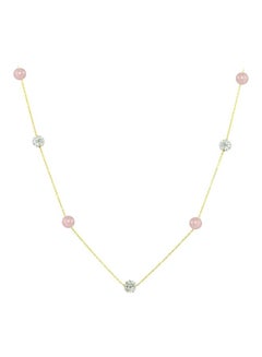 18 Karat Gold Crystal Balls And Pearls Necklace