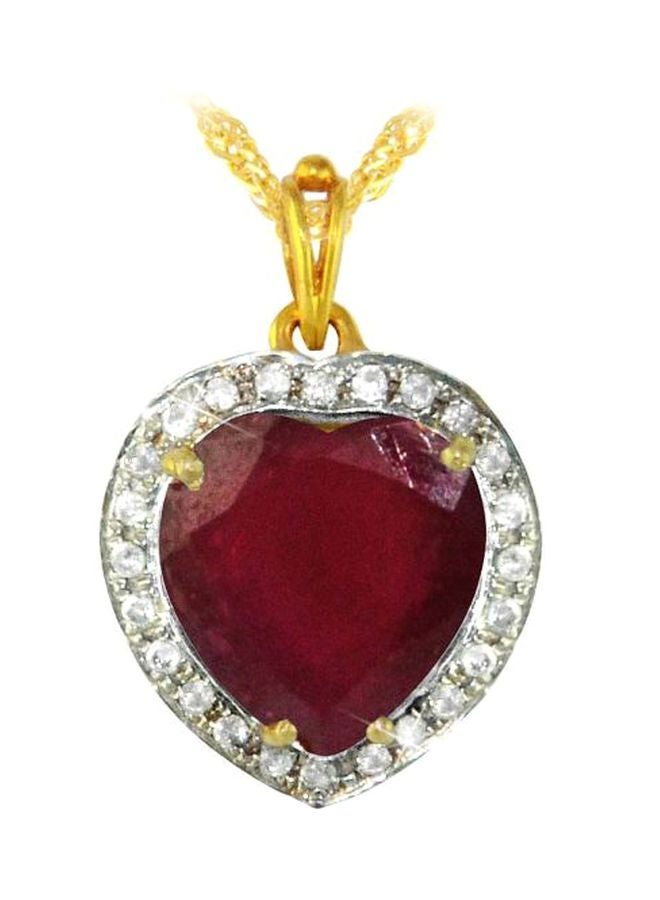 Vera Perla 18 Karat Gold Diamond And Ruby Studded Necklace  - Image 1