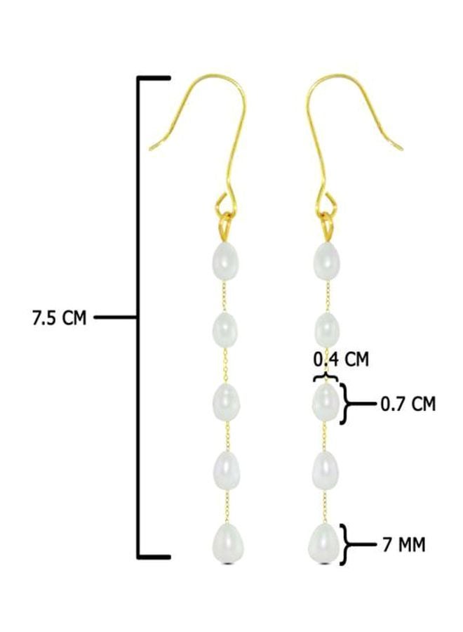 Vera Perla - 10 Karat Gold Pearls Opera Drop Earrings - Image 1