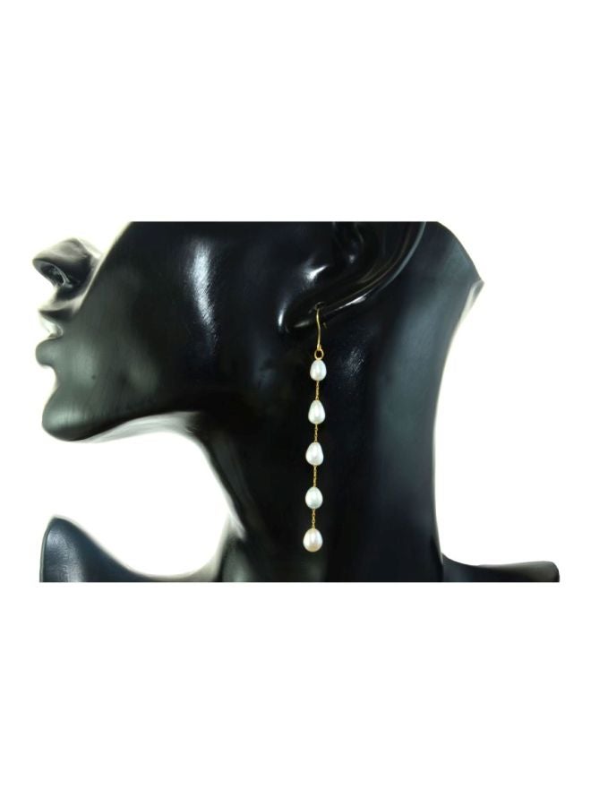 Vera Perla - 10 Karat Gold Pearls Opera Drop Earrings - Image 1