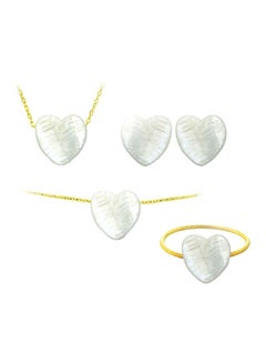 5-Piece 18 Karat Gold Heart Shape Mother Of Pearl Jewellery Set