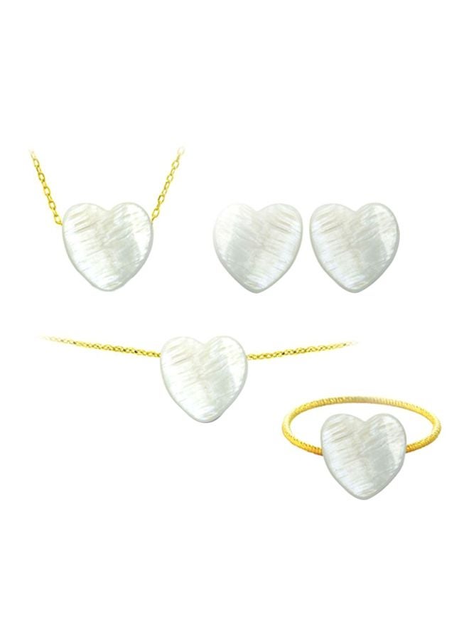 Vera Perla - 5-Piece 18 Karat Gold Heart Shape Mother Of Pearl Jewellery Set - Image 1