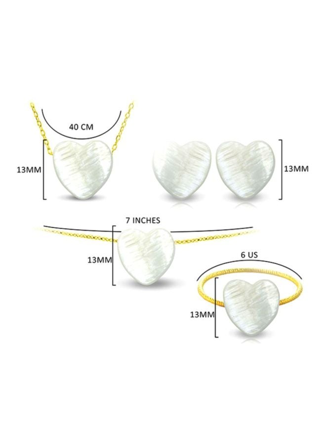 Vera Perla - 5-Piece 18 Karat Gold Heart Shape Mother Of Pearl Jewellery Set - Image 1