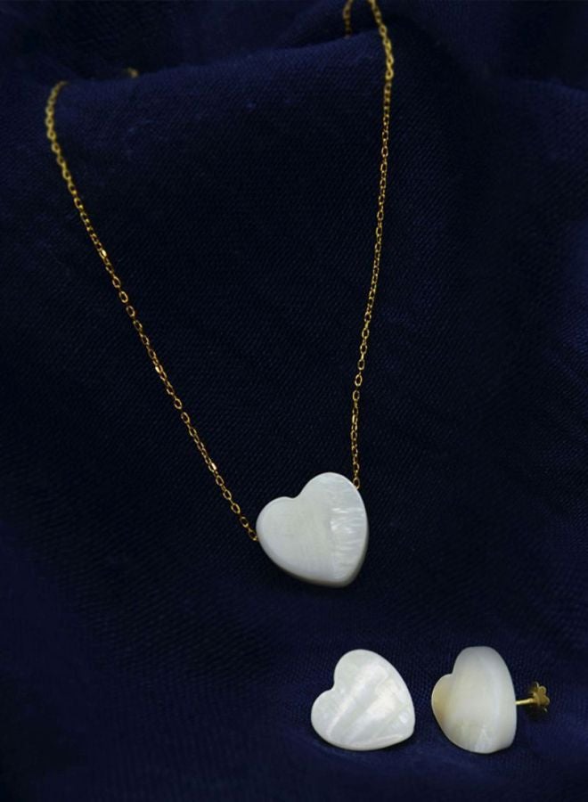 Vera Perla - 5-Piece 18 Karat Gold Heart Shape Mother Of Pearl Jewellery Set - Image 1