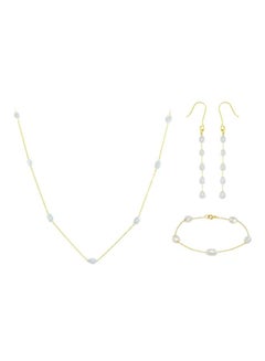 4-Piece 10 Karat Gold Pearls Jewellery Set