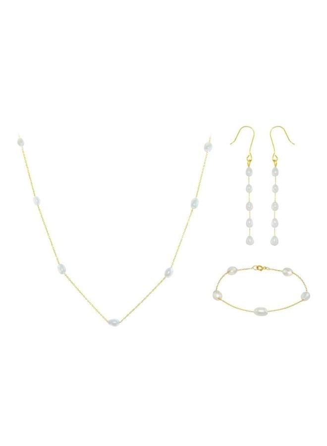 Vera Perla - 4-Piece 10 Karat Gold Pearls Jewellery Set - Image 1