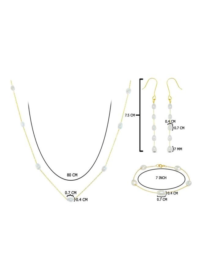 Vera Perla - 4-Piece 10 Karat Gold Pearls Jewellery Set - Image 1