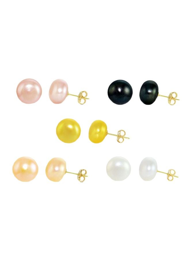 Vera Perla Pair Of 5 18 Karat Gold Pearl Earrings