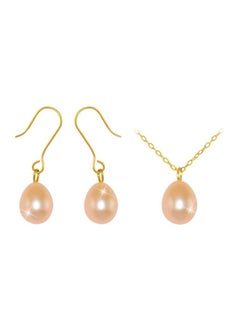 3-Piece 18 Karat Gold Pearl Pendant Jewellery Set