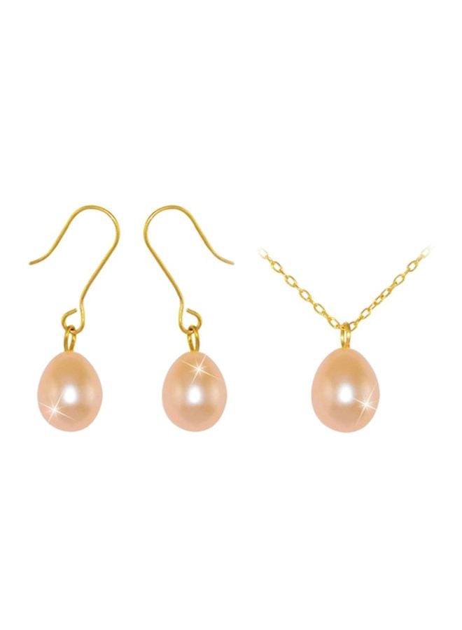 Vera Perla - 3-Piece 18 Karat Gold Pearl Pendant Jewellery Set - Image 1