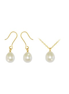3-Piece 18 Karat Gold Pearl Pendant Jewellery Set