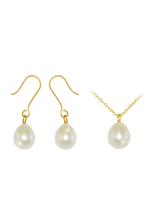 Vera Perla - 3-Piece 18 Karat Gold Pearl Pendant Jewellery Set - Image 1