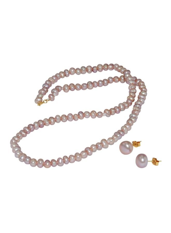 فيرا بيرلا طقم مجوهرات من الذهب عيار 18 قيراطاً واللؤلؤ من 3 قطع - Image 1