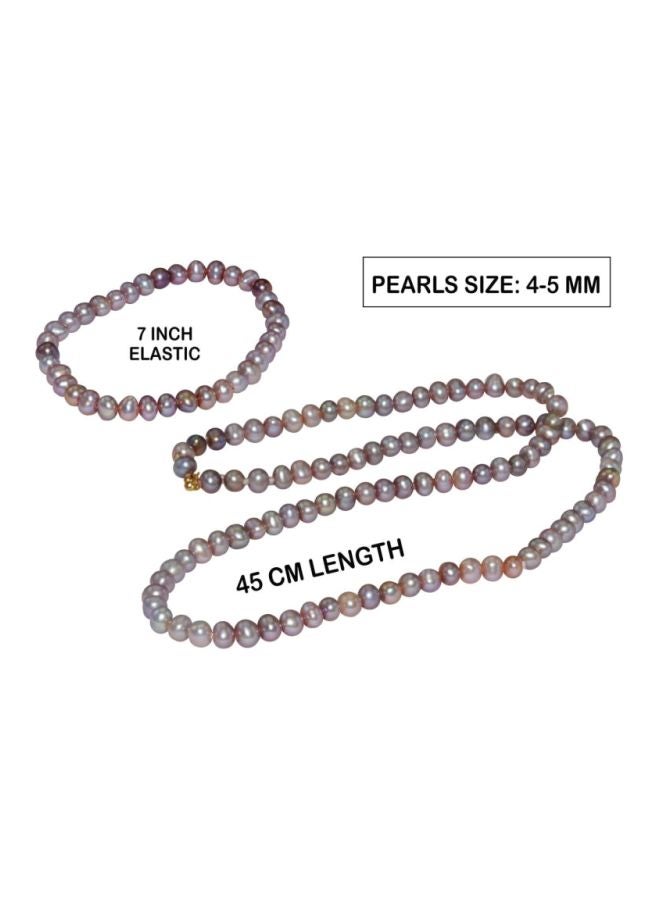 Vera Perla 2-Piece 18 Karat Gold Pearl Beaded Jewellery Set  - Image 2