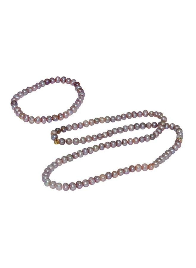 Vera Perla 2-Piece 18 Karat Gold Pearl Beaded Jewellery Set  - Image 1