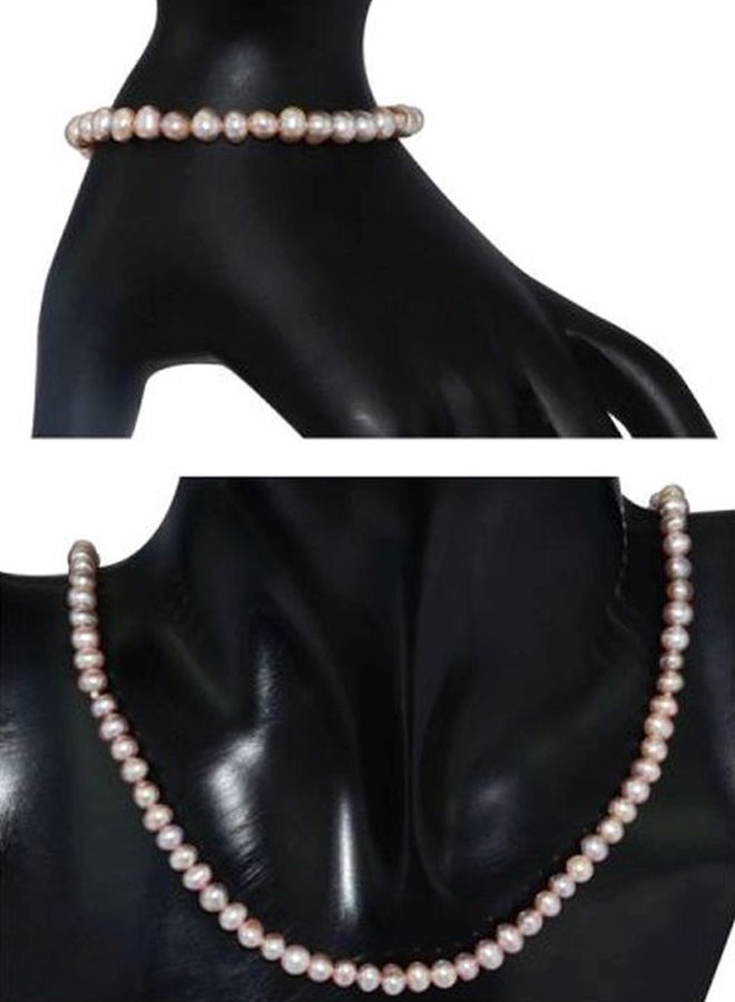 Vera Perla 2-Piece 18 Karat Gold Pearl Beaded Jewellery Set  - Image 3