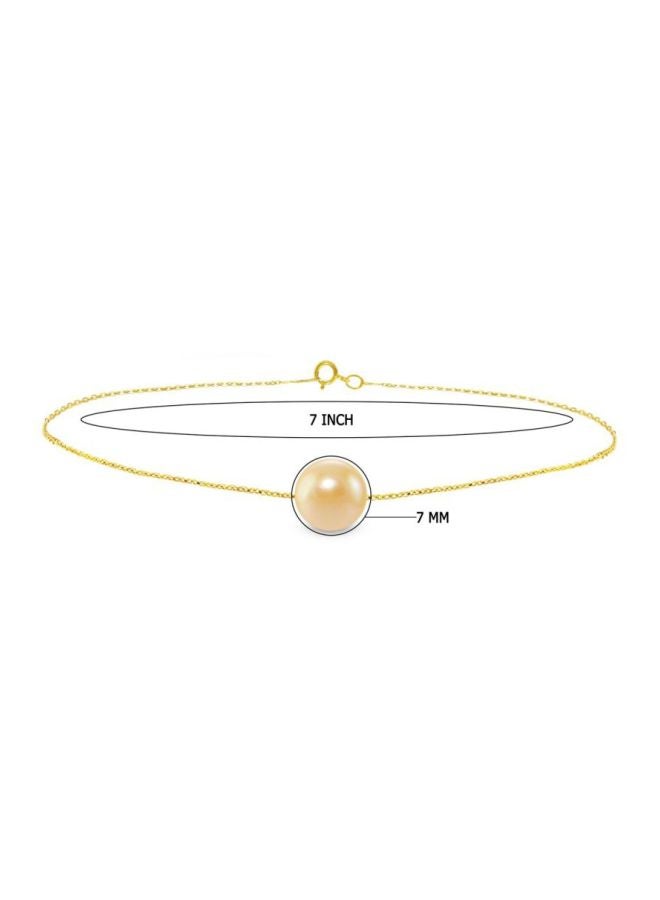 Vera Perla 18 Karat Gold Pearl Studded Charm Bracelet  - Image 2