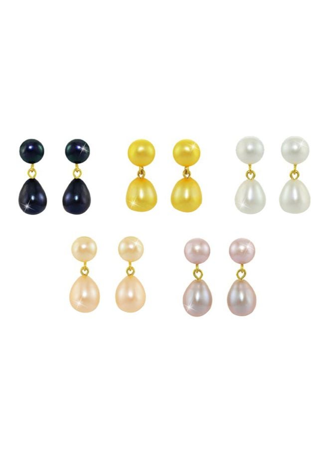 Vera Perla Pair Of 5 10 Karat Gold Pearl Studded Earrings - Image 1