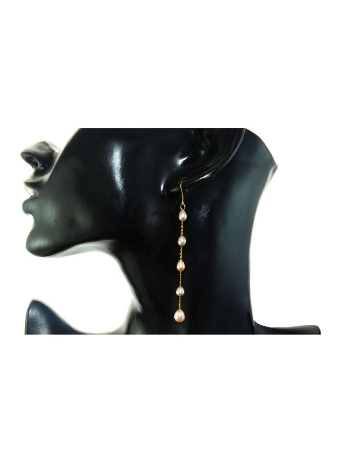 Vera Perla 18 Karat Gold Pearls Opera Drop Earrings - Image 3