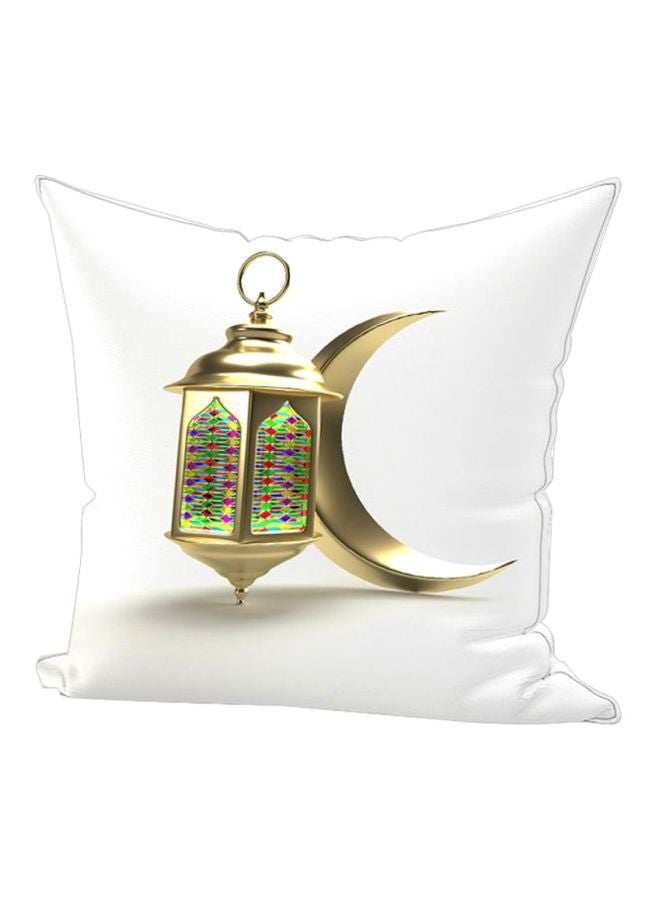 REGAL IN HOUSE Ramadan Lantern Printed Throw Pillow White/Gold/Green 45x45cm  - Image 1