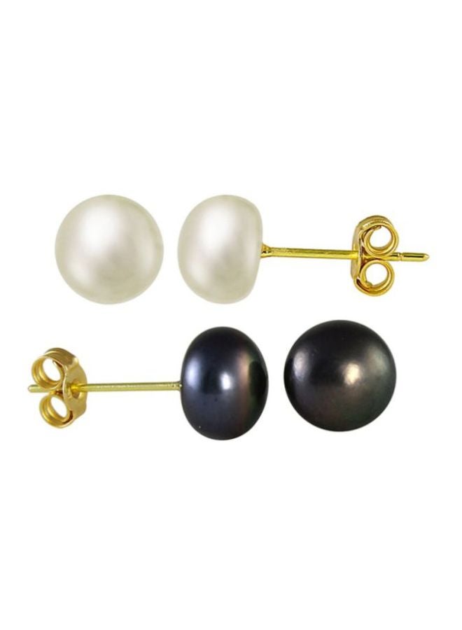 Vera Perla Pair Of 2 18 Karat Gold Pearl Earrings - Image 2