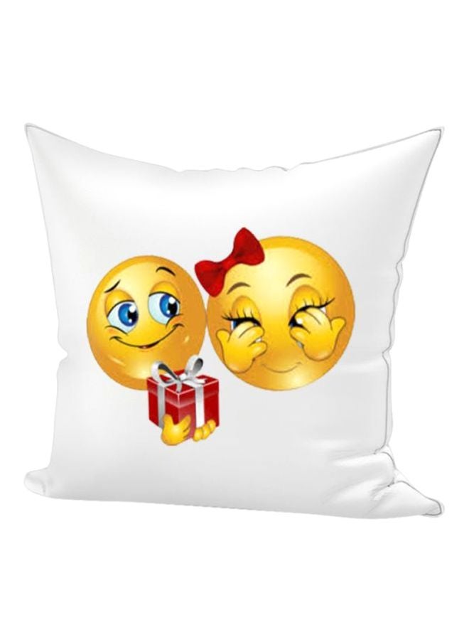 REGAL IN HOUSE Emojis Printed Throw Pillow White/Yellow/Red 40x40cm  - Image 1