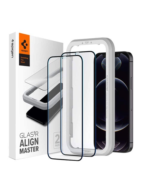 GLAStR Align Master [2 Pack] designed for iPhone 12 Pro MAX Screen Protector (6.7 inch) Premium Tempered Glass - [Full Cover] Clear