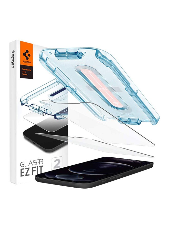 Spigen GLAStR EZ FIT [2 Pack] designed for iPhone 12 Pro MAX Screen Protector (6.7 inch) Premium Tempered Glass - [Images May Vary] Clear  - Image 1