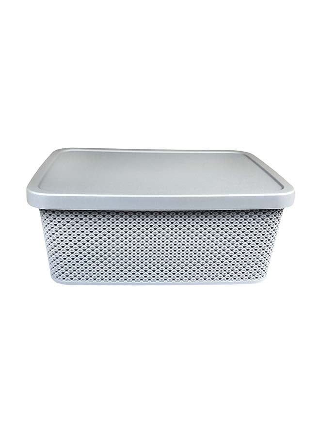 هوبي لايف سلة غسيل بتصميم ماسي قابلة للتنظيف بسهولة مع غطاء، خفيفة الوزن وعصرية وتدوم طويلا وموفرة للمساحة رمادي كول 13لترات - Image 2