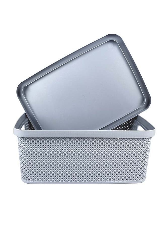 هوبي لايف سلة غسيل بتصميم ماسي قابلة للتنظيف بسهولة مع غطاء، خفيفة الوزن وعصرية وتدوم طويلا وموفرة للمساحة رمادي كول 13لترات - Image 3