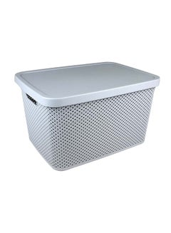 Long-Lasting Light Weight Stylish Compact And Space Saving Easily Cleanable Diamond Design Storage Box With Lid Grey 28 x 38.5 x 22cm - v1603703096/N41394672A_1