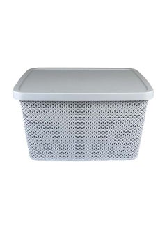 Long-Lasting Light Weight Stylish Compact And Space Saving Easily Cleanable Diamond Design Storage Box With Lid Grey 28 x 38.5 x 22cm - v1603703096/N41394672A_2