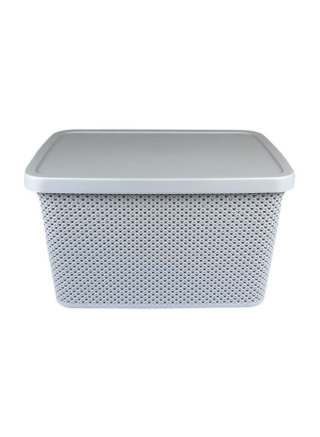 Hobby Life - Long-Lasting Light Weight Stylish Compact And Space Saving Easily Cleanable Diamond Design Storage Box With Lid Grey 28 x 38.5 x 22cm - Image 1