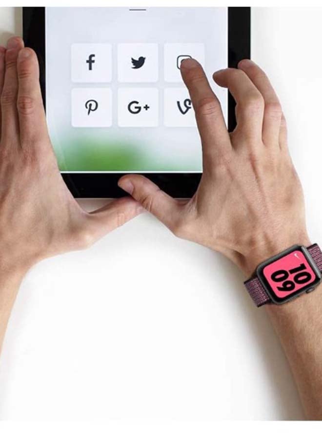 D'VOGUE Sport Loop Band Compatible with Apple Watch Series 6/5/4/3/2/1 Pink Blast - Image 2