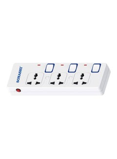 SONASHI 3Way Extension Socket with Independent OnOff Switch and Indicator Light  Overload Protection with 3M Copper AC Cord  Suitable for Home Appliances SES-803 White/Blue/Red  - Image 2