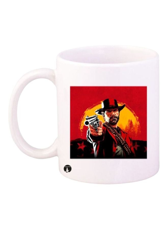 بي بي مج مزين بطبعة لعبة Red Dead Redemption 2 أبيض/أحمر/أسود